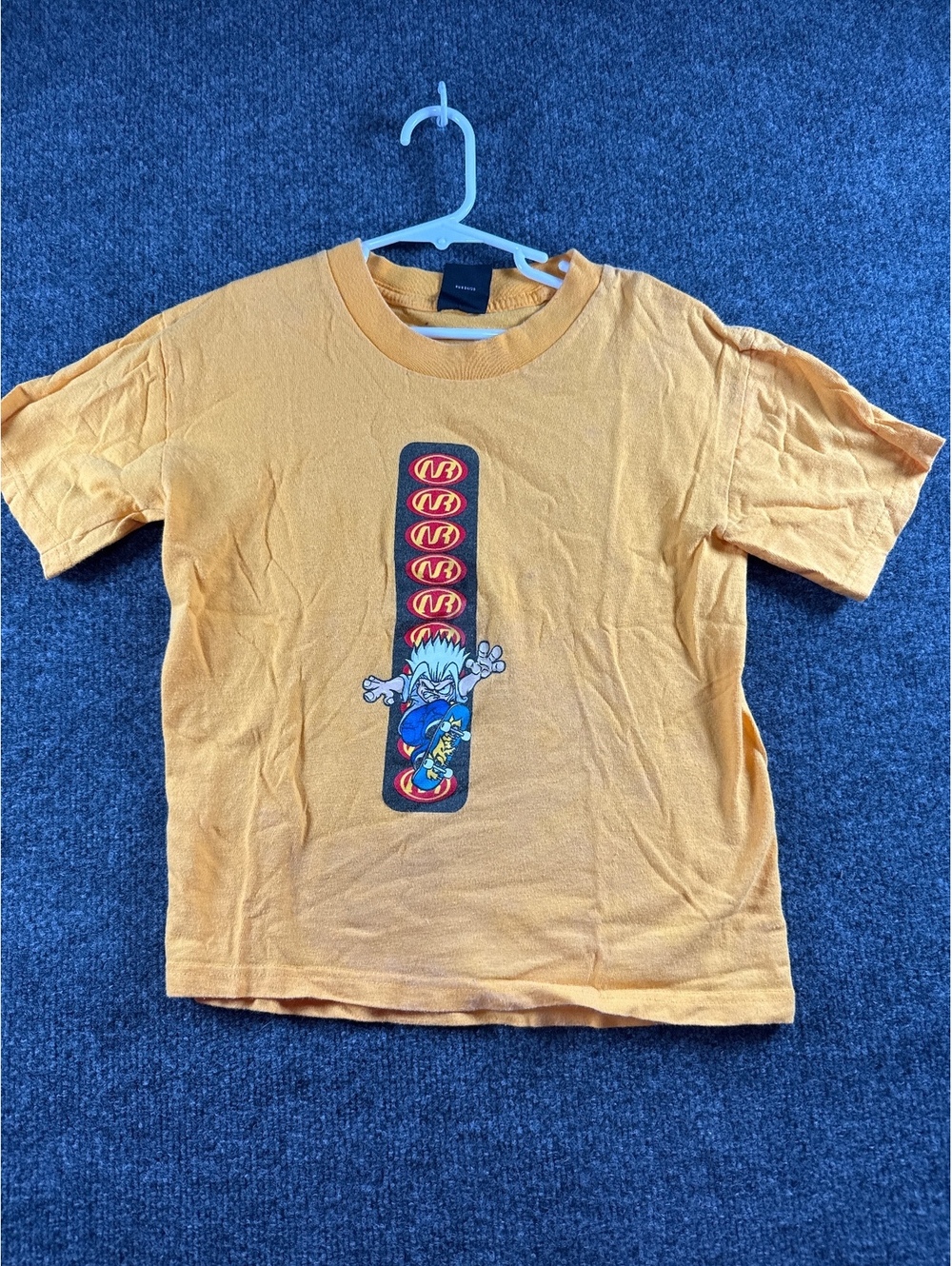 No Rules Boys L Graphic T Shirt Yellow Skateboard Cartoon Skate Streetwear